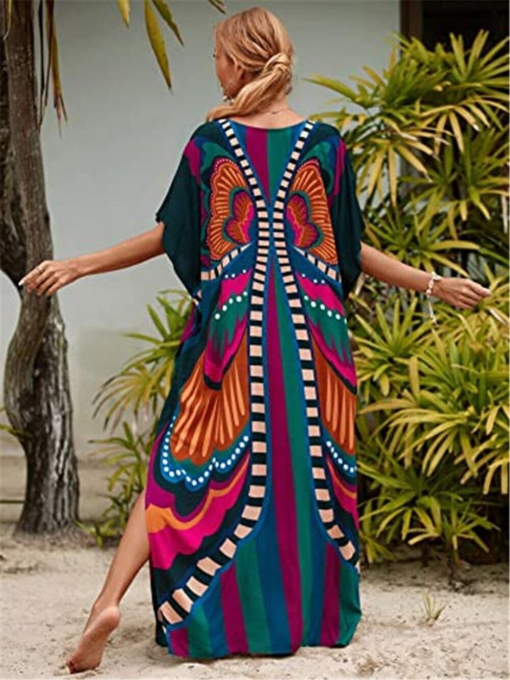 Plus Size Kaftan Dress Lightweight Swimsuit Coverup - Picture 3 of 3